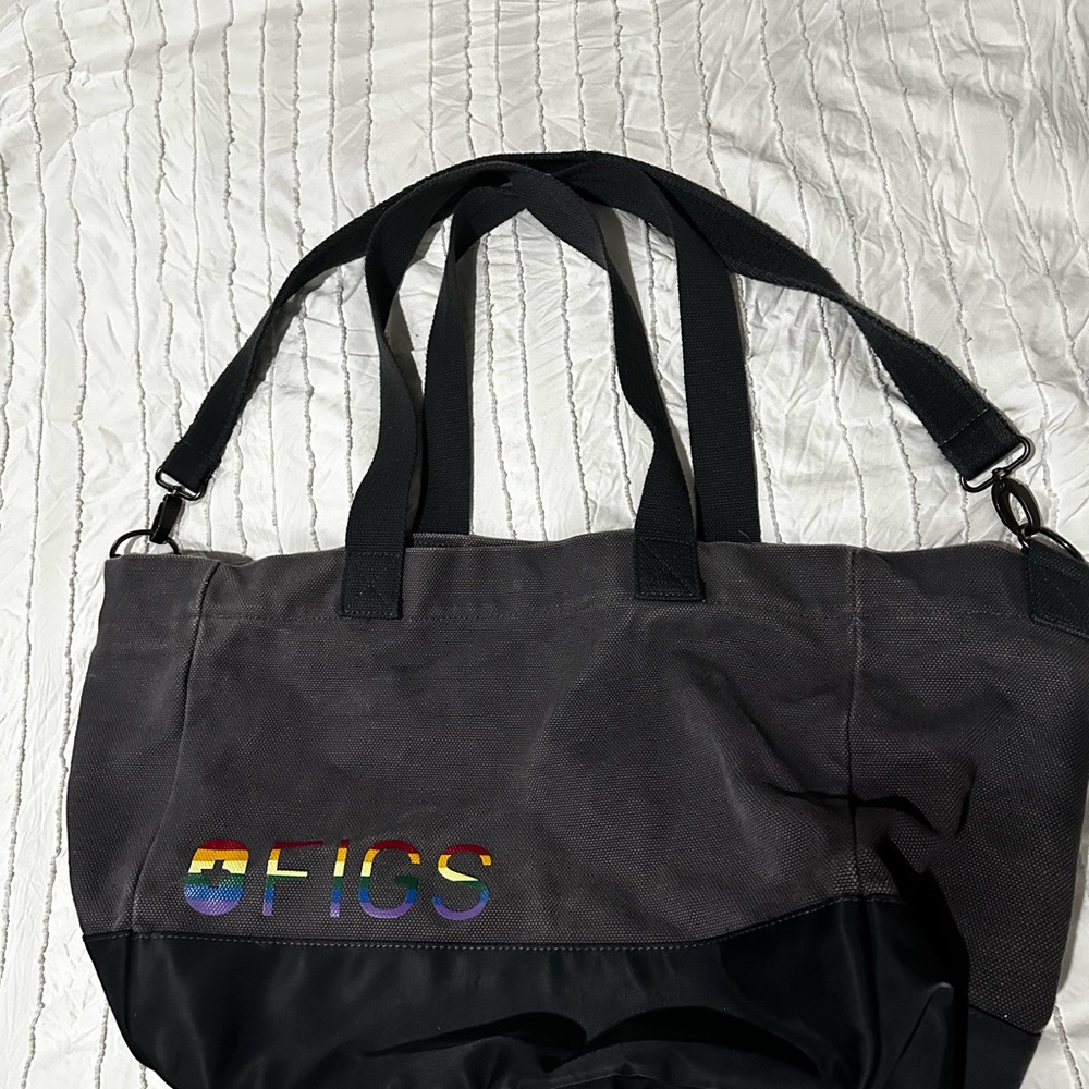 FIGS Black and Gray Tote Bag